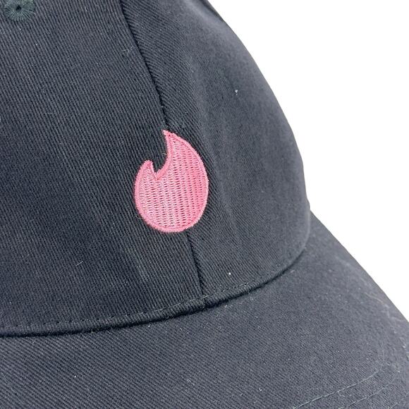 Tinder Flame Swipe Right Online Dating Pink Embroidered Ball Cap Hat One Size - Picture 2 of 8